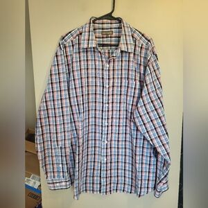 Denver Hayes Red and Blue Plaid Casual Shirt, Size 2XL
